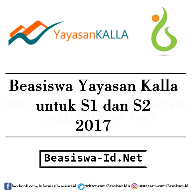 Beasiswa Kalla 2017 2018 untuk S1 dan S2